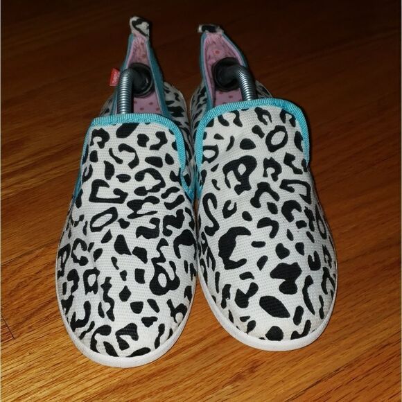 Dimmi cow print fabric slip-on flats - Picture 2 of 7